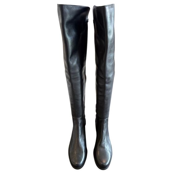 Stuart Weitzman 5050 Over The Knee Boots Pull On Grunge Leather Suede Classy 7B - Picture 2 of 10